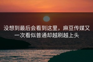 没想到最后会看到这里，麻豆传媒又一次看似普通却越刷越上头