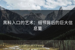 黑料入口的艺术：细节背后的巨大信息量