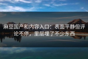 麻豆国产和内容入口：表面平静但评论不停，里层埋了不少东西