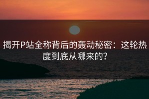 揭开P站全称背后的轰动秘密：这轮热度到底从哪来的？