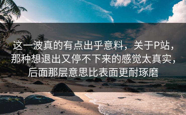这一波真的有点出乎意料,关于P站,那种想退出又停不下来的感觉太真实,后面那层意思比表面更耐琢磨 这一波真的有点出乎意料,关于P站,那种想退出又停不下来的感觉太真实,后面那层意思比表面更耐琢磨